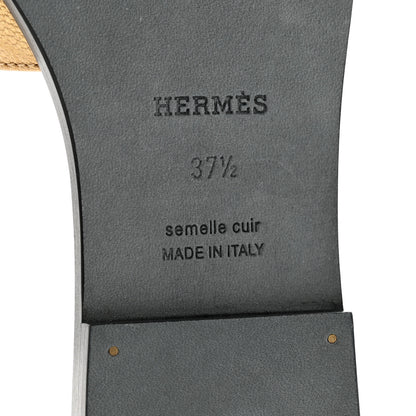 Hermes Metallic Chevre Oran Sandals 37.5 Dore 6 of 10