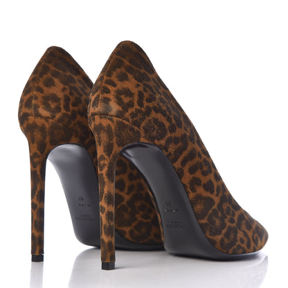 Saint Laurent Suede Leopard Printed Paris 105 Pumps 41 Natural Coffee 4 of 8