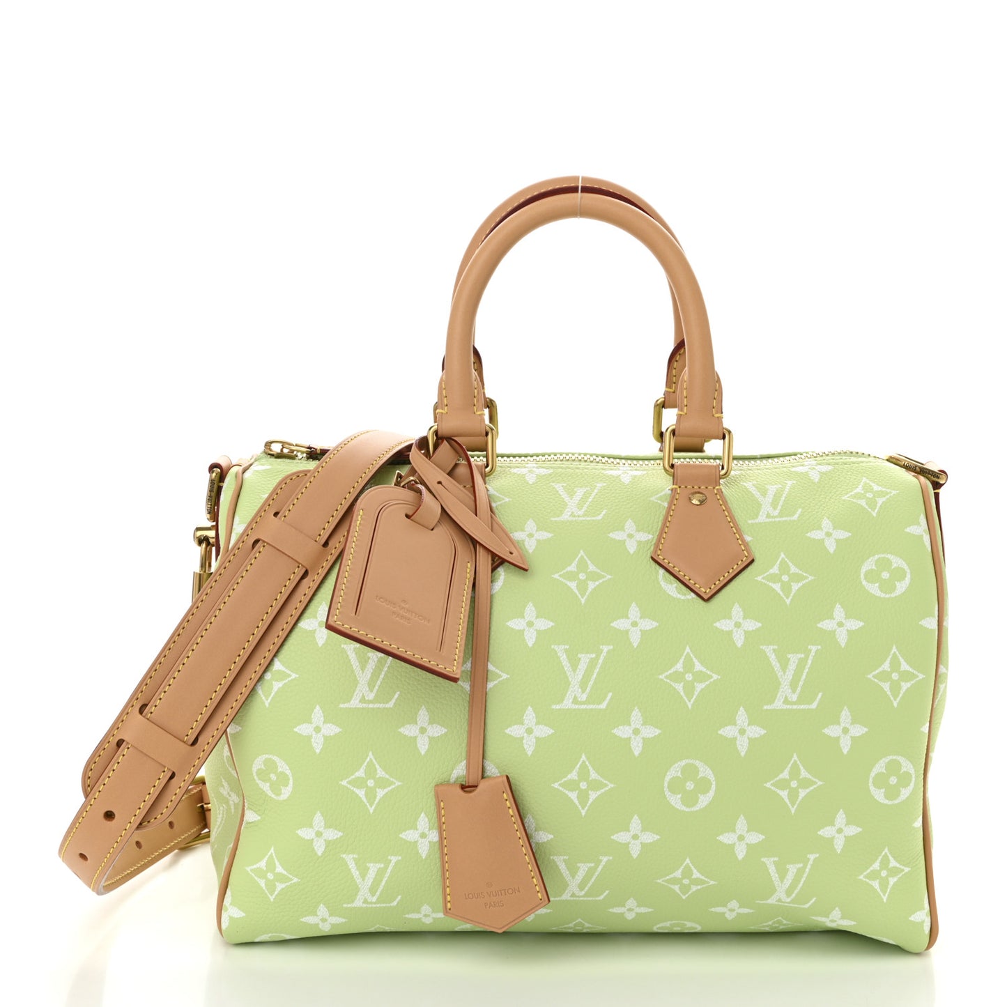 Calfskin Monogram Speedy P9 Bandouliere 30 Frozen Lime Vert Clair