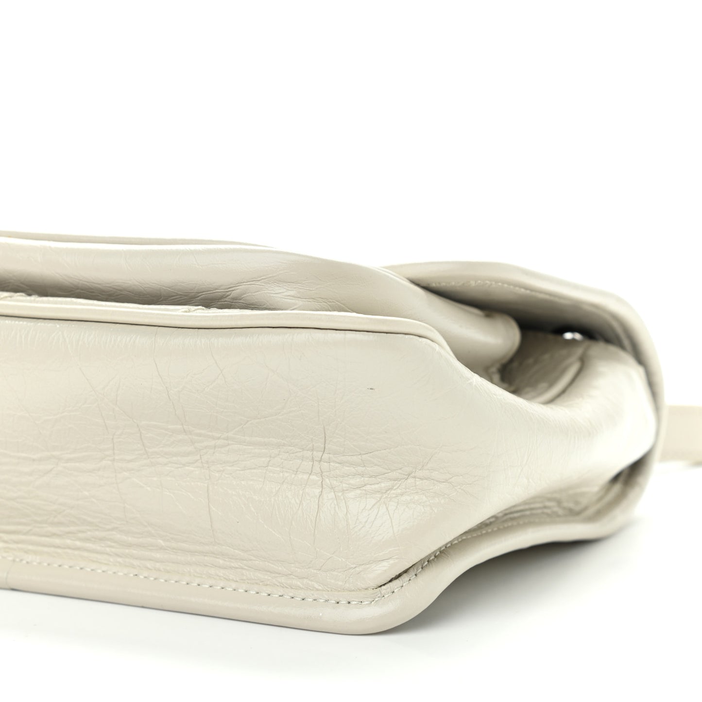 Crinkled Calfskin Matelasse Monogram Baby Niki Chain Satchel Ivory