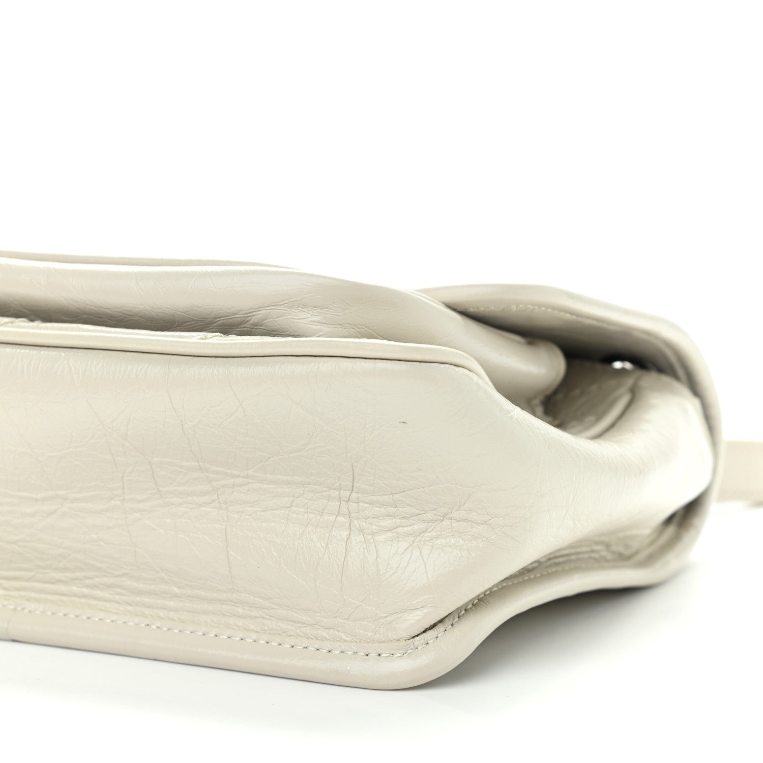 Saint Laurent Crinkled Calfskin Matelasse Monogram Baby Niki Chain Satchel Ivory 9 of 11