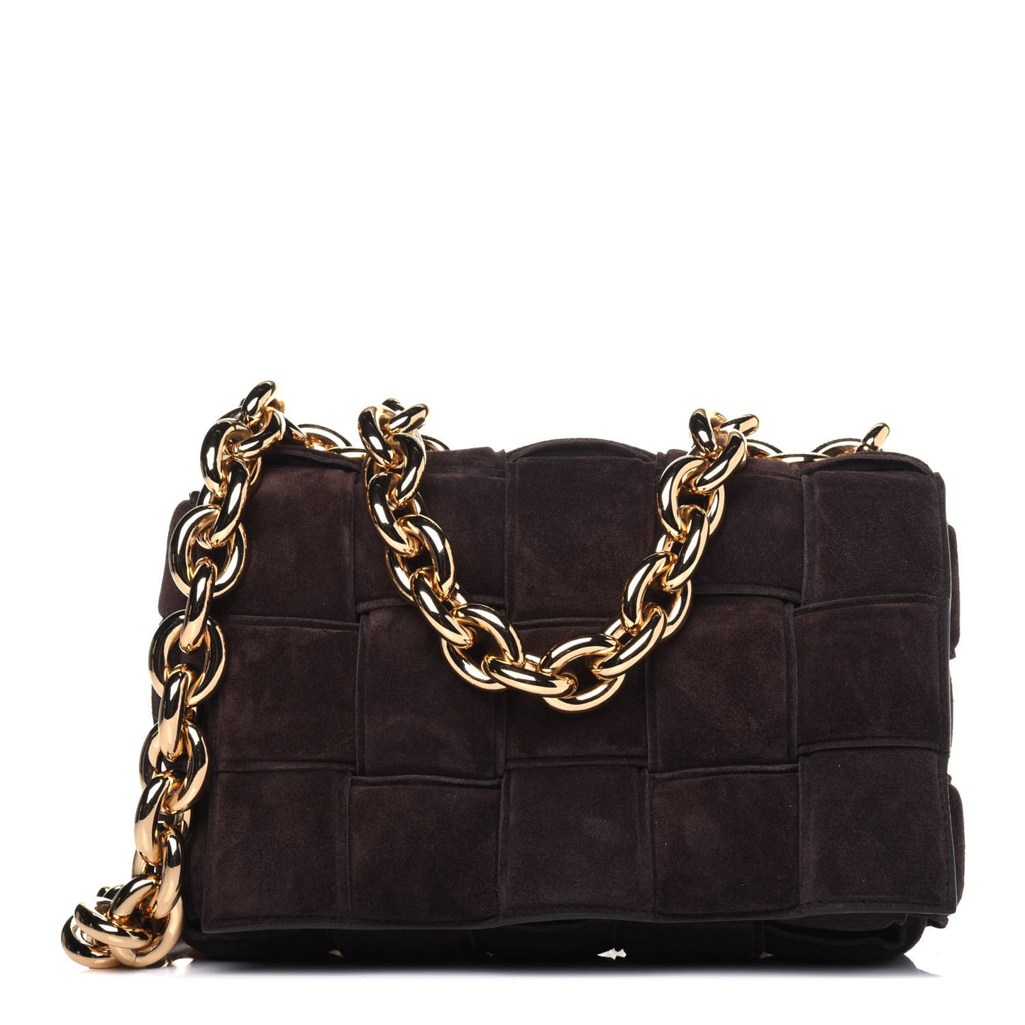 Suede Maxi Intrecciato Padded Chain Cassette Crossbody Bag Fondant