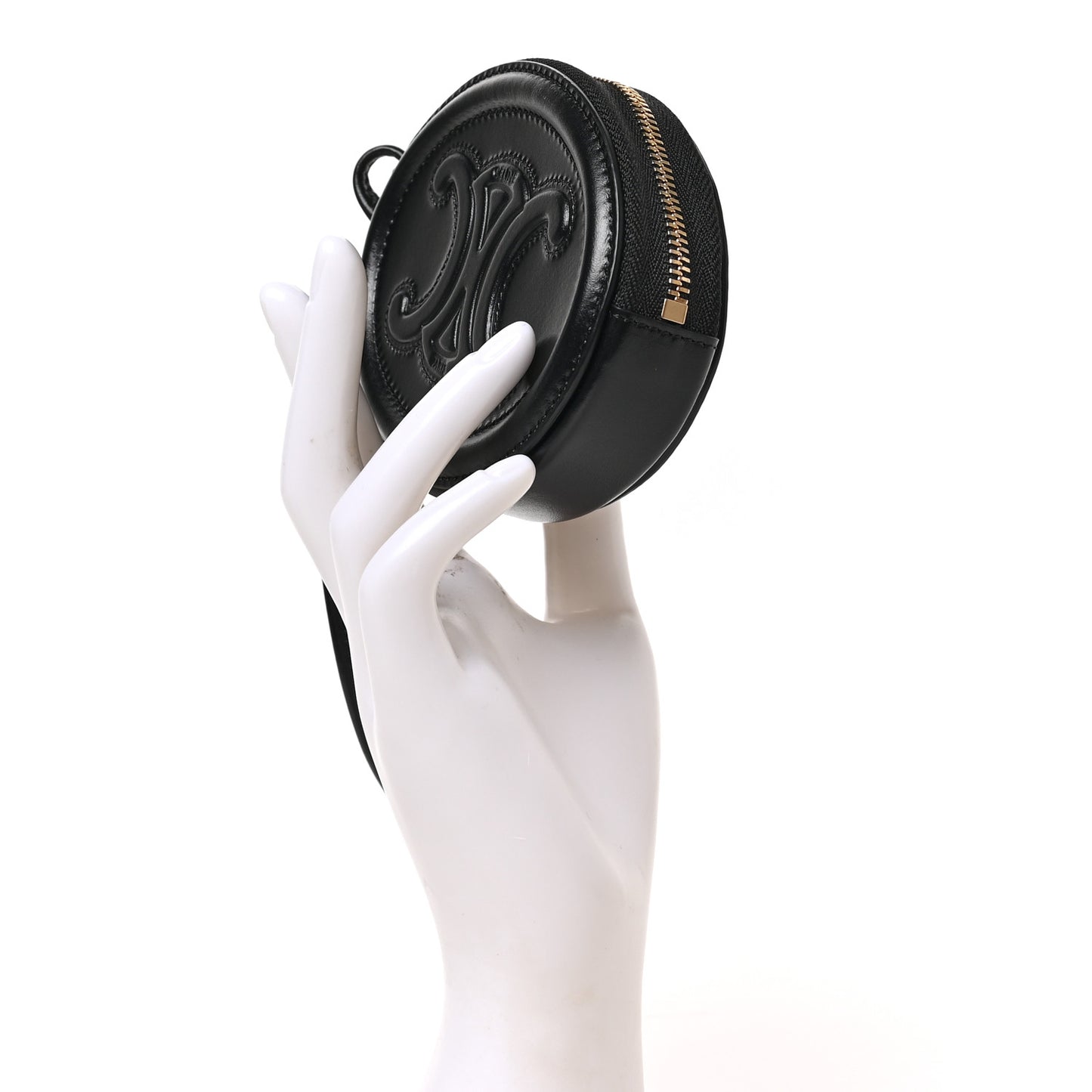 Smooth Calfskin Triomphe Oval Wallet Black