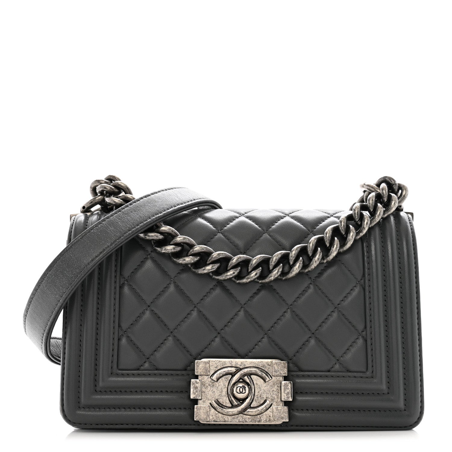 Chanel Calfskin Quilted Small Boy Flap Dark Grey 1 of 15