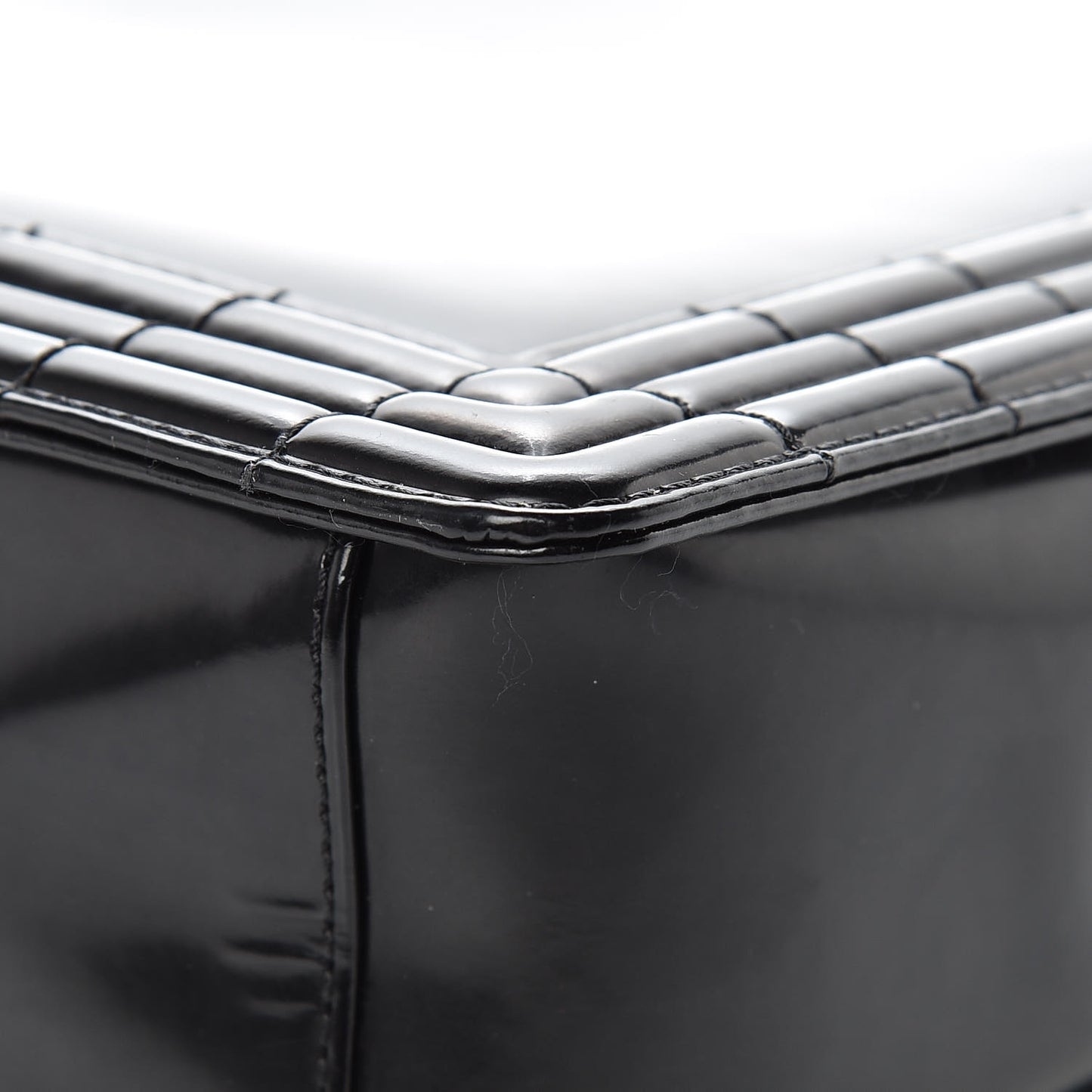Glazed Calfskin Large Boy Flap Black