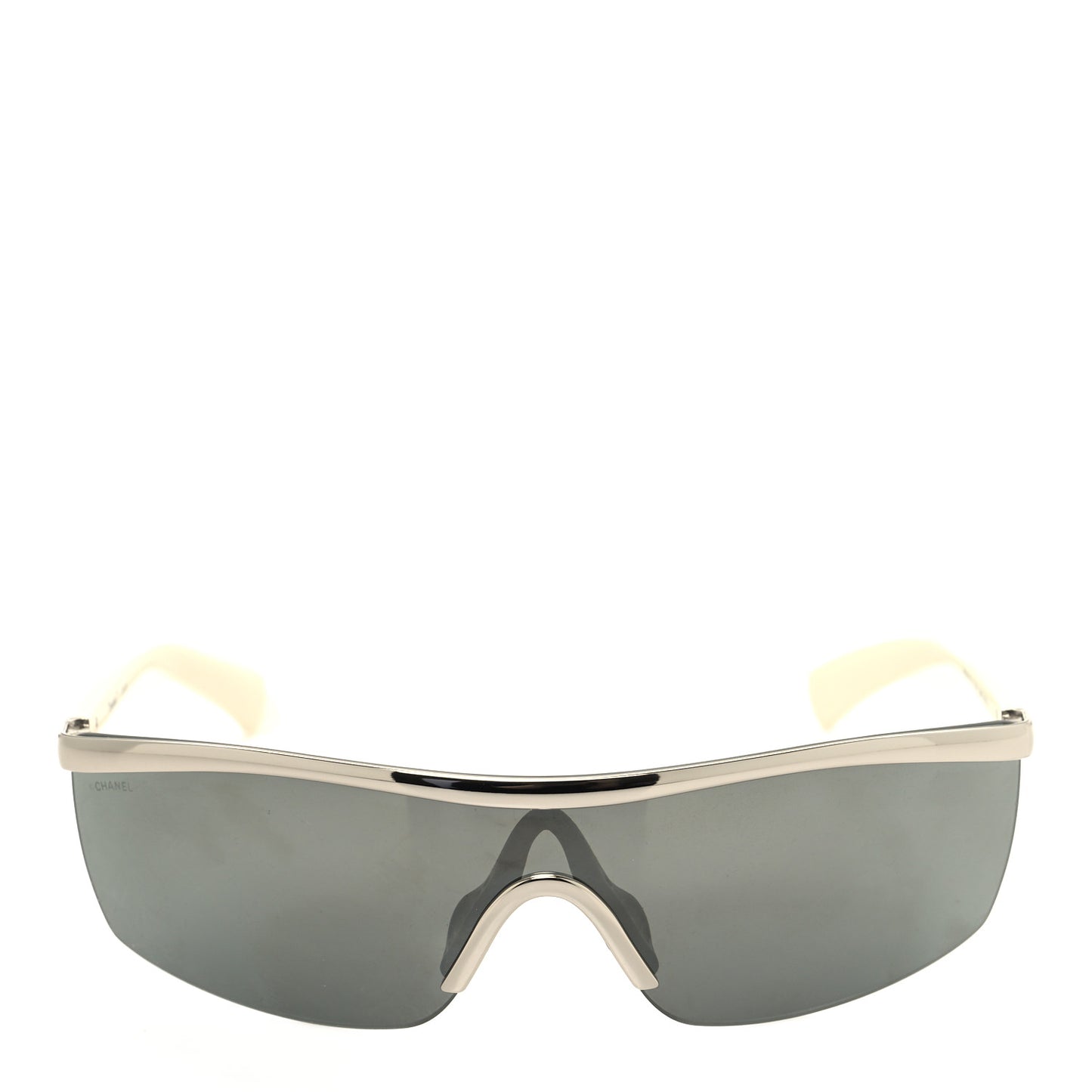 Acetate Shield Sunglasses 71474 Silver White