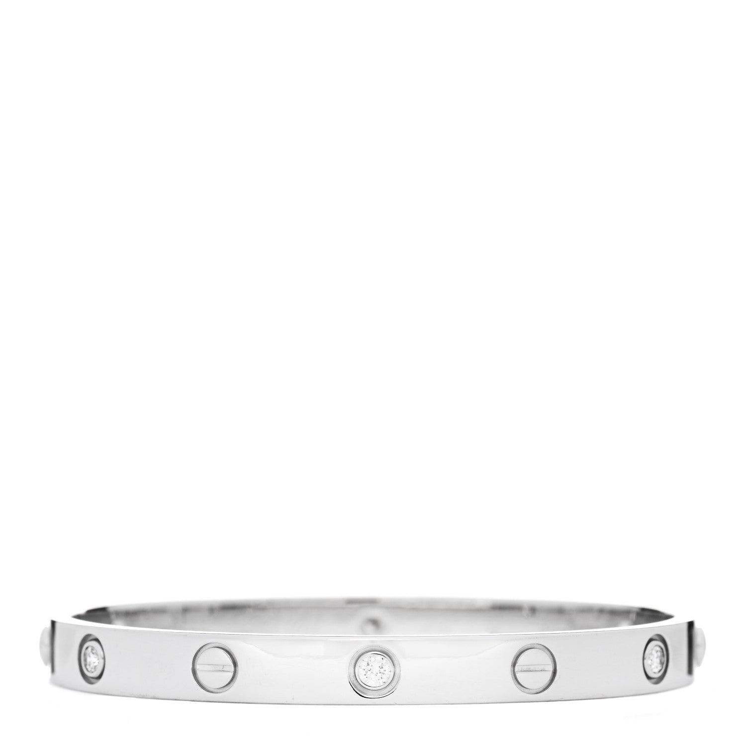 Cartier 18K White Gold 6 Diamond LOVE Bracelet 17 1 of 6
