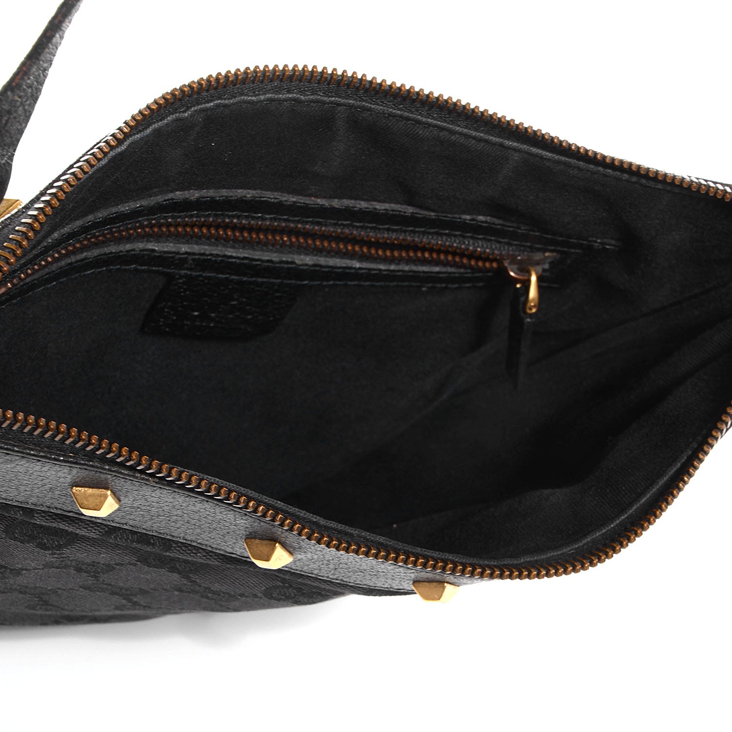 Gucci Monogram Horsebit Nail Messenger Bag Black 5 of 7
