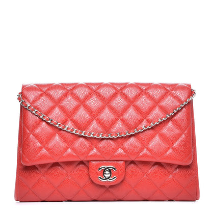 Chanel Caviar Quilted Clutch With Chain Flap Red 1 of 7