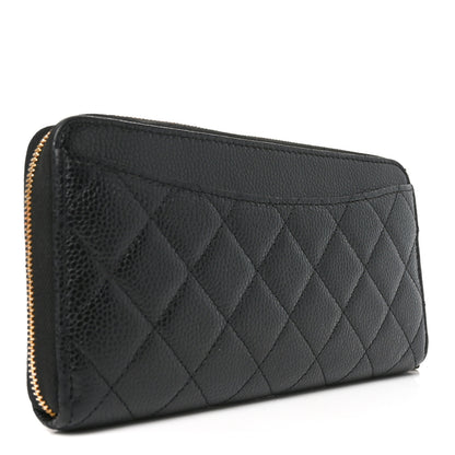 Chanel Caviar Quilted Large Gusset Zip Around Wallet Black 3 of 9