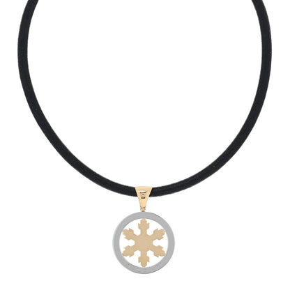 Bulgari Stainless Steel 18K Yellow Gold Tondo Snowflake Pendant Necklace 1 of 4