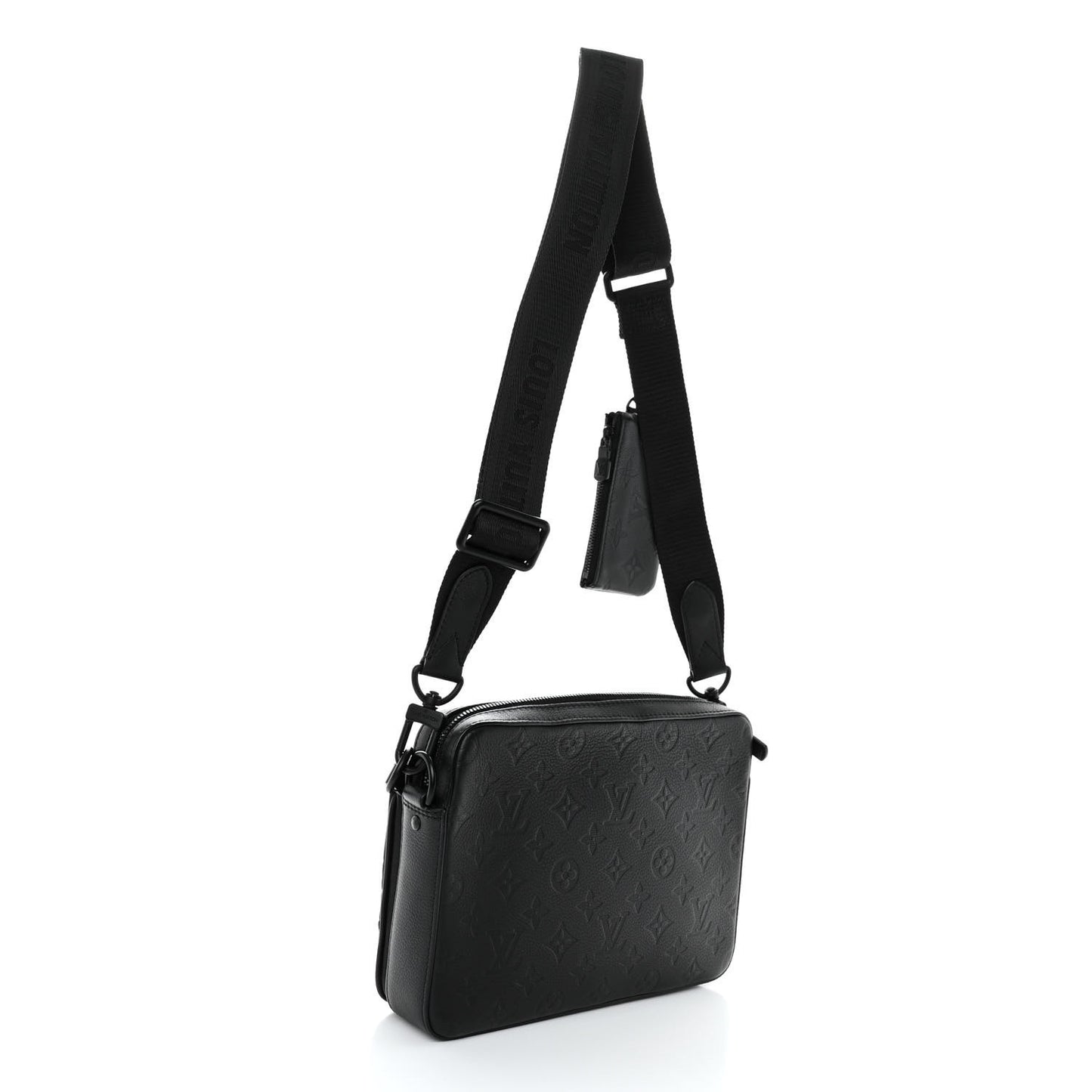 Calfskin Monogram Embossed Trio Messenger Black