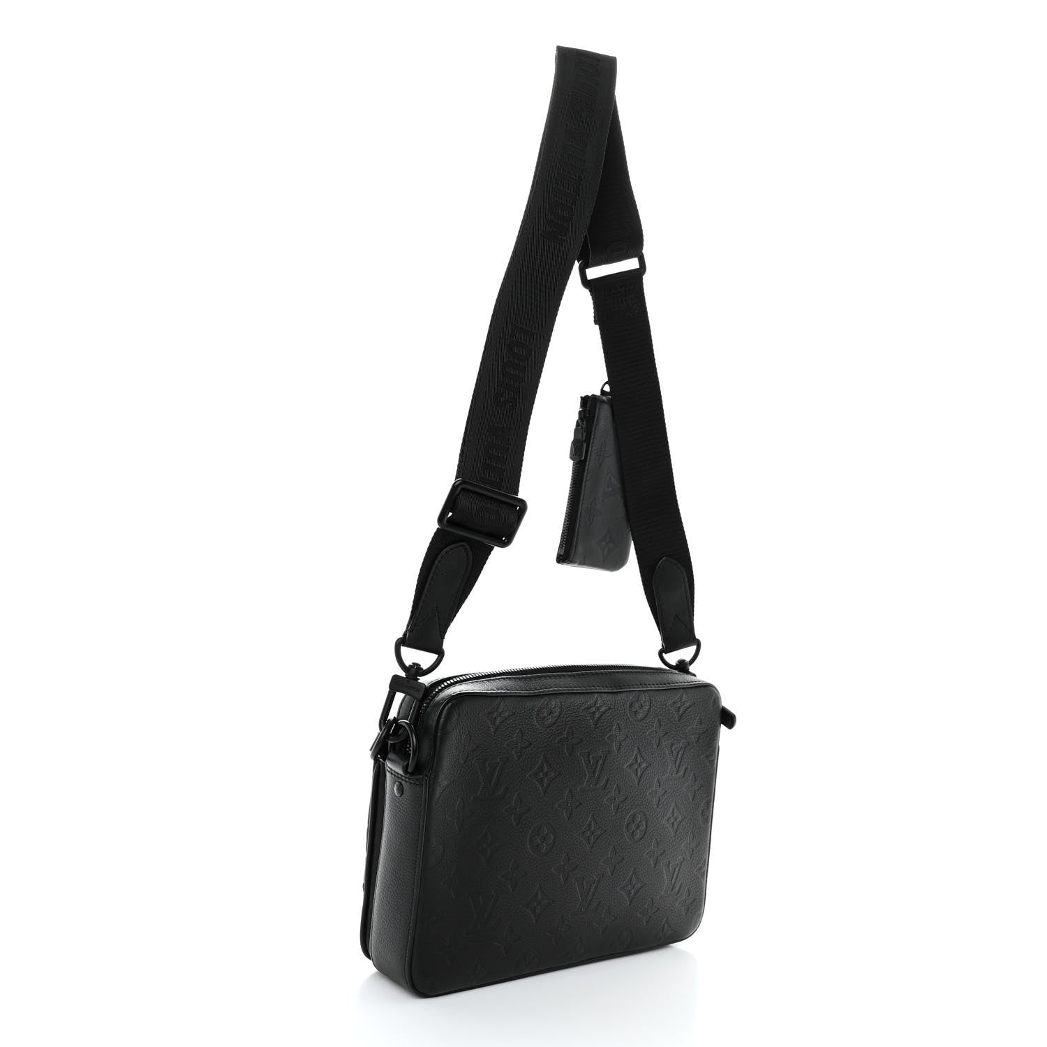 Louis Vuitton Calfskin Monogram Embossed Trio Messenger Black 3 of 10