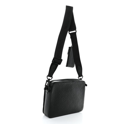 Louis Vuitton Calfskin Monogram Embossed Trio Messenger Black 3 of 10