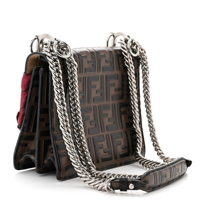 Fendi Vitello Shiny Nappa Bi-Color FF 1974 Lace Up Bow Embossed Small Kan I Shoulder Bag Maya Black Fragola 3 of 11