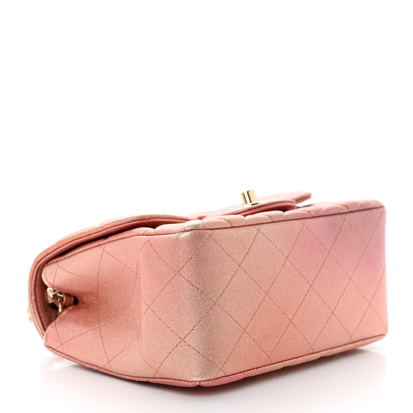 Metallic Lambskin Quilted Ombre Mini Square Flap Pink