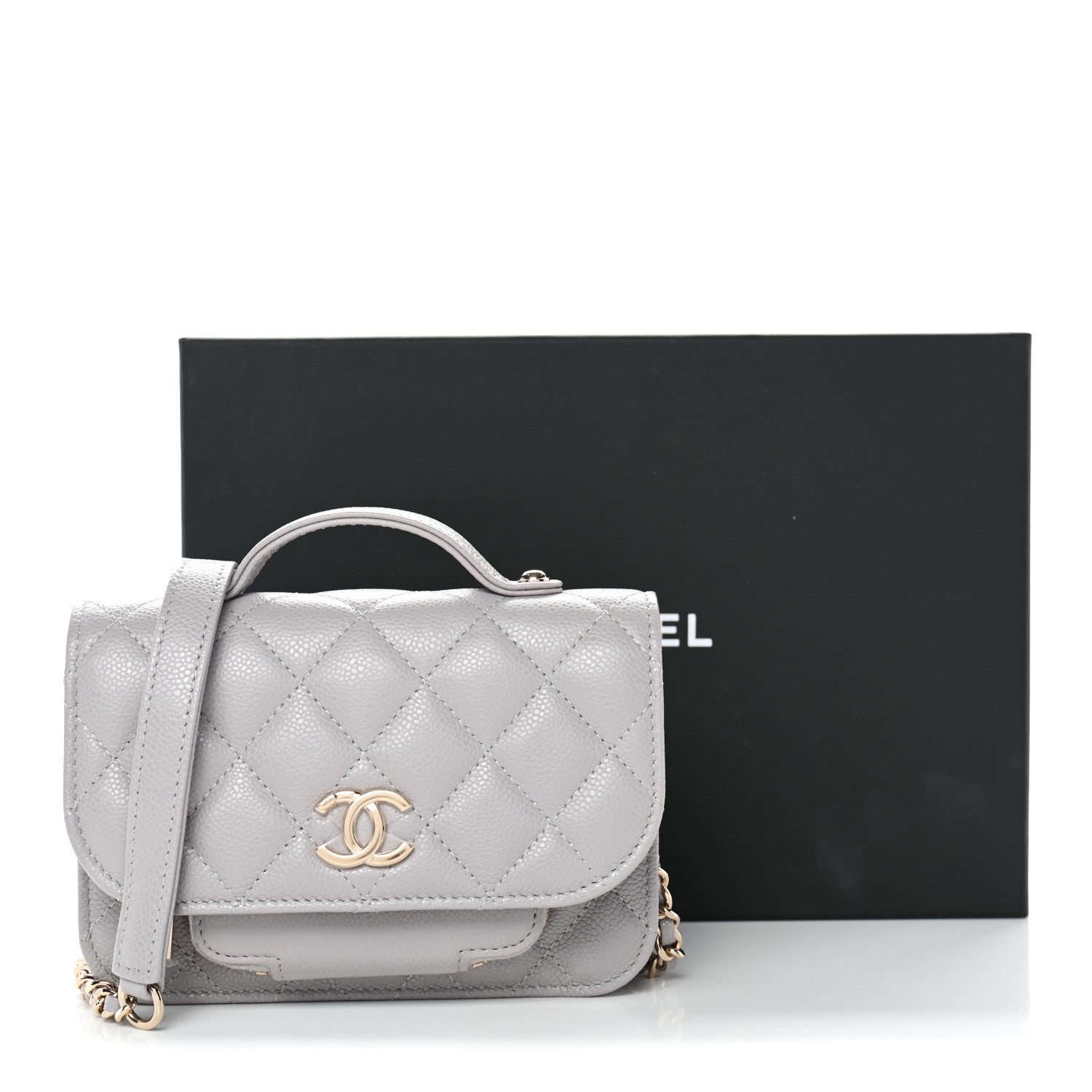 Chanel Caviar Quilted Mini Business Affinity Flap Grey 12 of 12