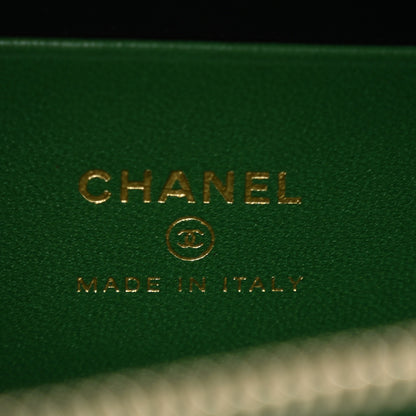 Chanel Lambskin Quilted Top Handle Slim Vanity With Chain Green 6 of 11