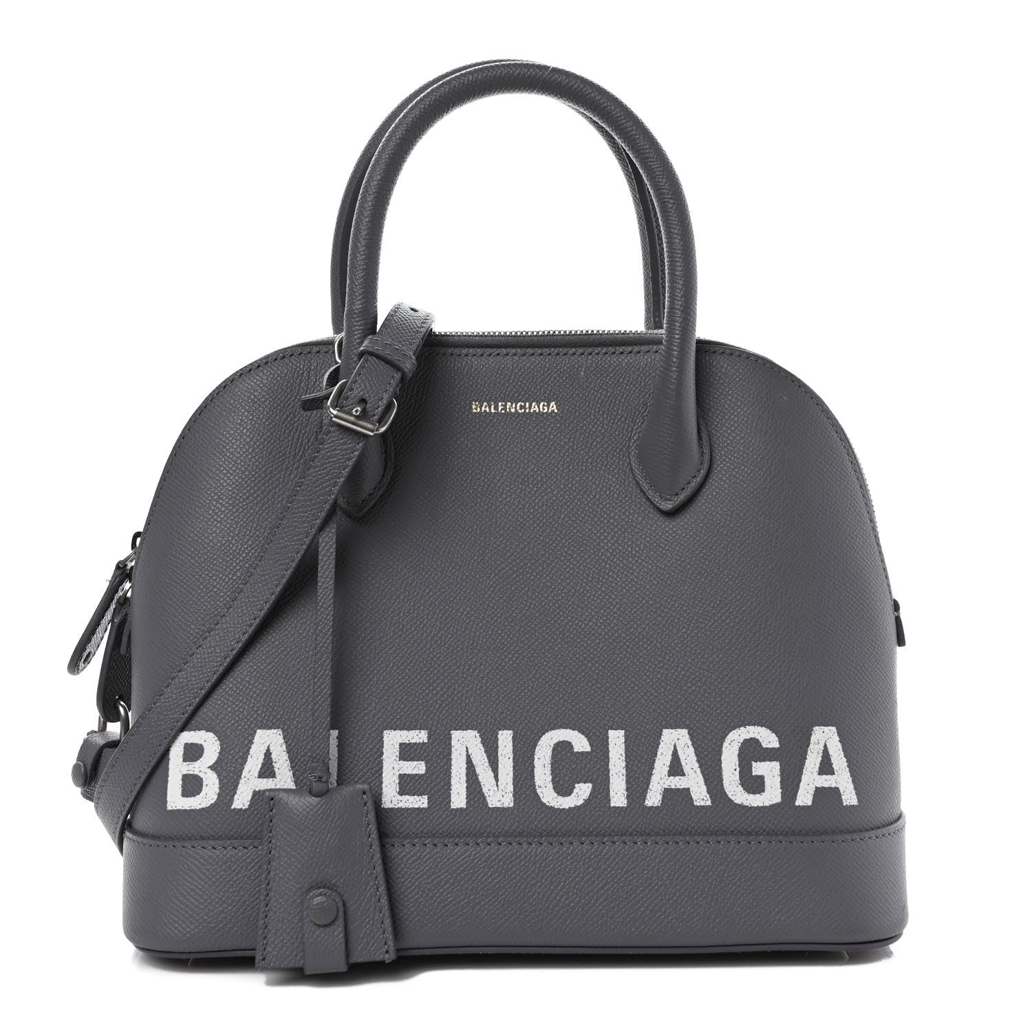 Balenciaga Signature Grained Calfskin Logo S Ville Top Handle Bag Gris Perle Fonce White 1 of 12