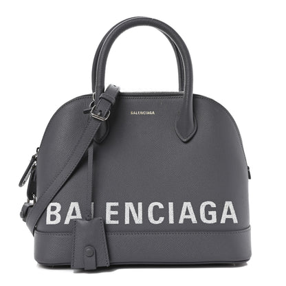 Balenciaga Signature Grained Calfskin Logo S Ville Top Handle Bag Gris Perle Fonce White 1 of 12
