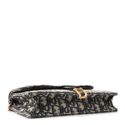 Christian Dior Oblique Saddle Chain Pouch Blue 4 of 9