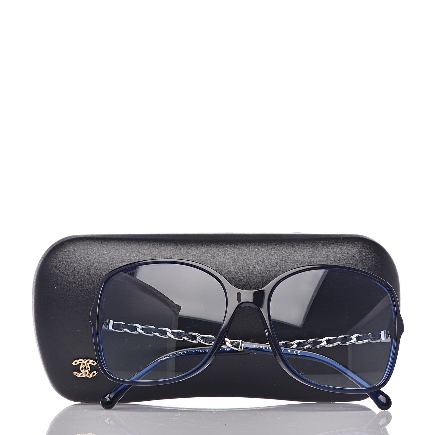 Lambskin Square Chain Sunglasses 5210-Q Blue