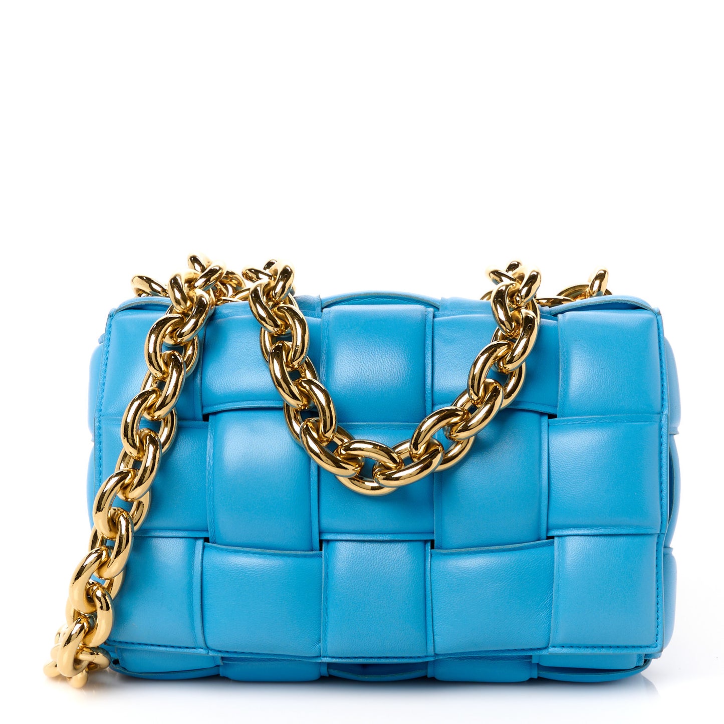 Lambskin Maxi Intrecciato Padded Chain Cassette Crossbody Bag Swimming Pool