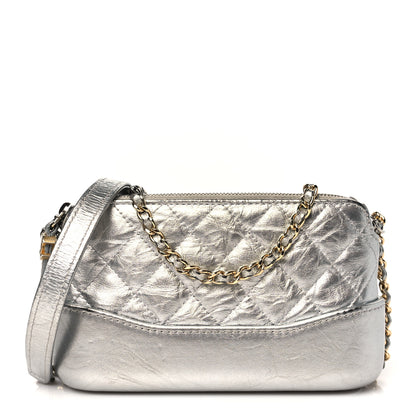 Chanel Metallic Lambskin Calfskin Quilted Small Gabrielle Clutch With Chain Silver 1 of 15