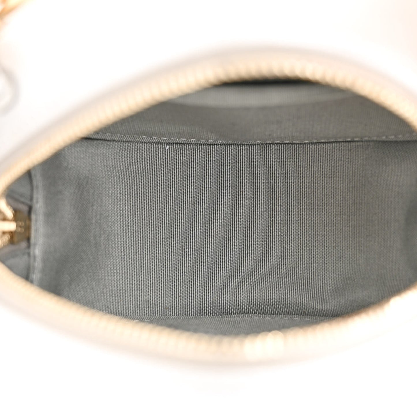 Metallic Lambskin Quilted Chanel 19 Round Clutch With Chain Silver