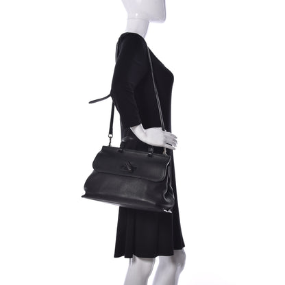 Gucci Cellarius Calfskin Medium Bamboo Daily Top Handle Bag Black 2 of 9
