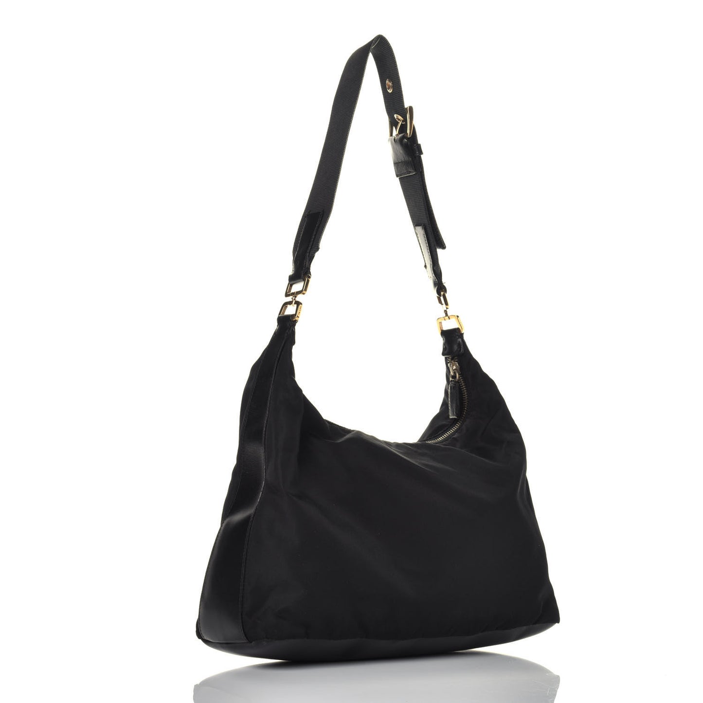 Tessuto Nylon Calfskin Hobo Black