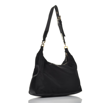 Prada Tessuto Nylon Calfskin Hobo Black 3 of 10