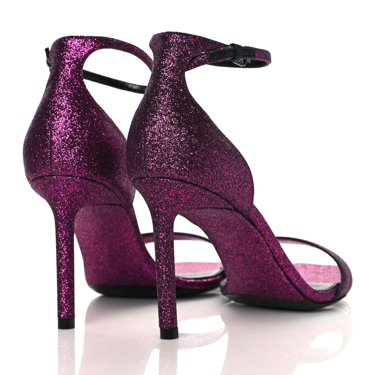 Saint Laurent Glitter Amber 85 Ankle Strap Sandals 38 Fuchsia 4 of 9