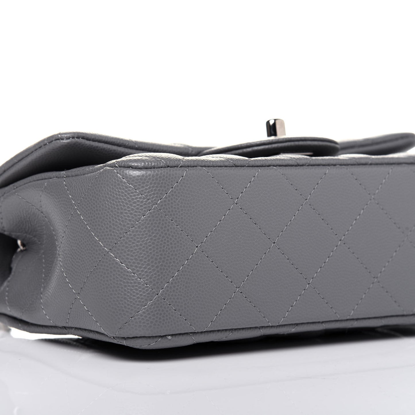 Caviar Quilted Mini Rectangular Flap Grey