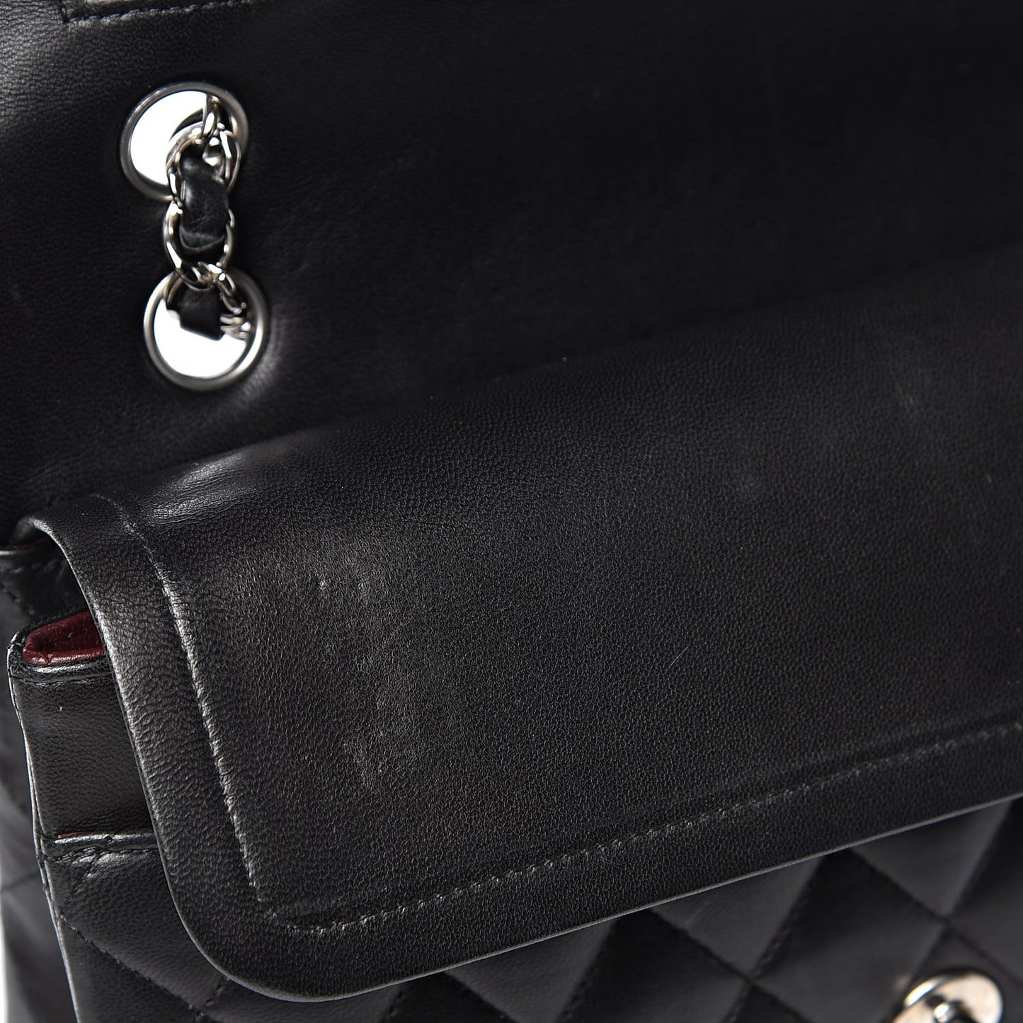 Lambskin Quilted Medium Double Flap Black