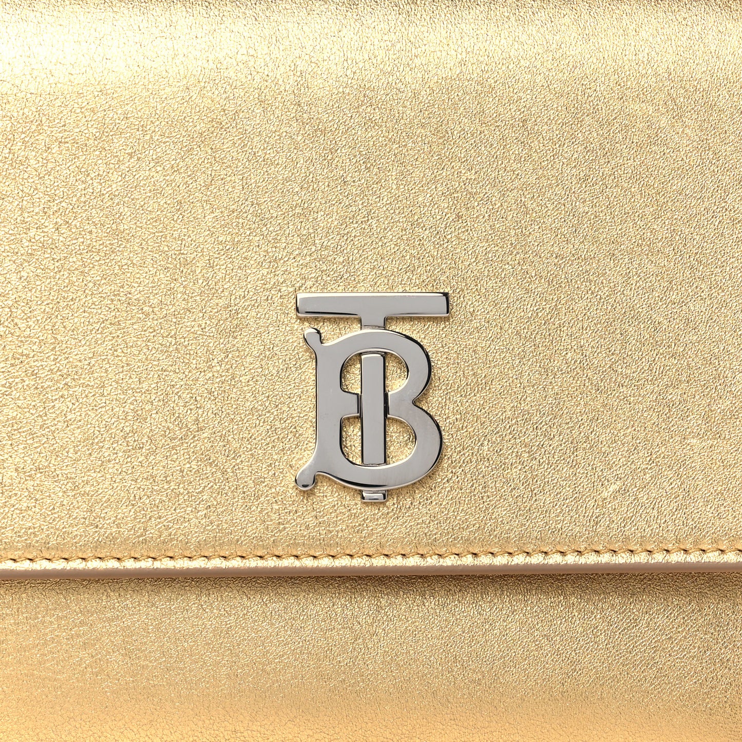 Metallic Calfskin Monogram TB Flat Crossbody Bag Gold