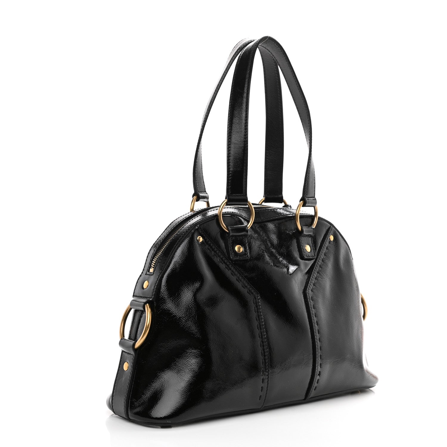 Saint Laurent Textured Patent Calfskin Medium Muse Black 6 of 20