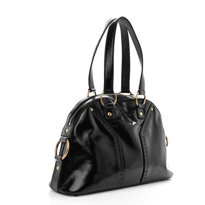 Saint Laurent Textured Patent Calfskin Medium Muse Black 6 of 20