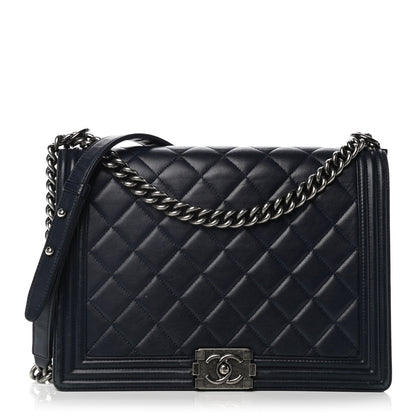 Chanel Lambskin Quilted Large Boy Flap Navy 1 of 13
