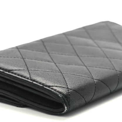 Chanel Lambskin Quilted Large Gusset Flap Wallet Black 11 of 12