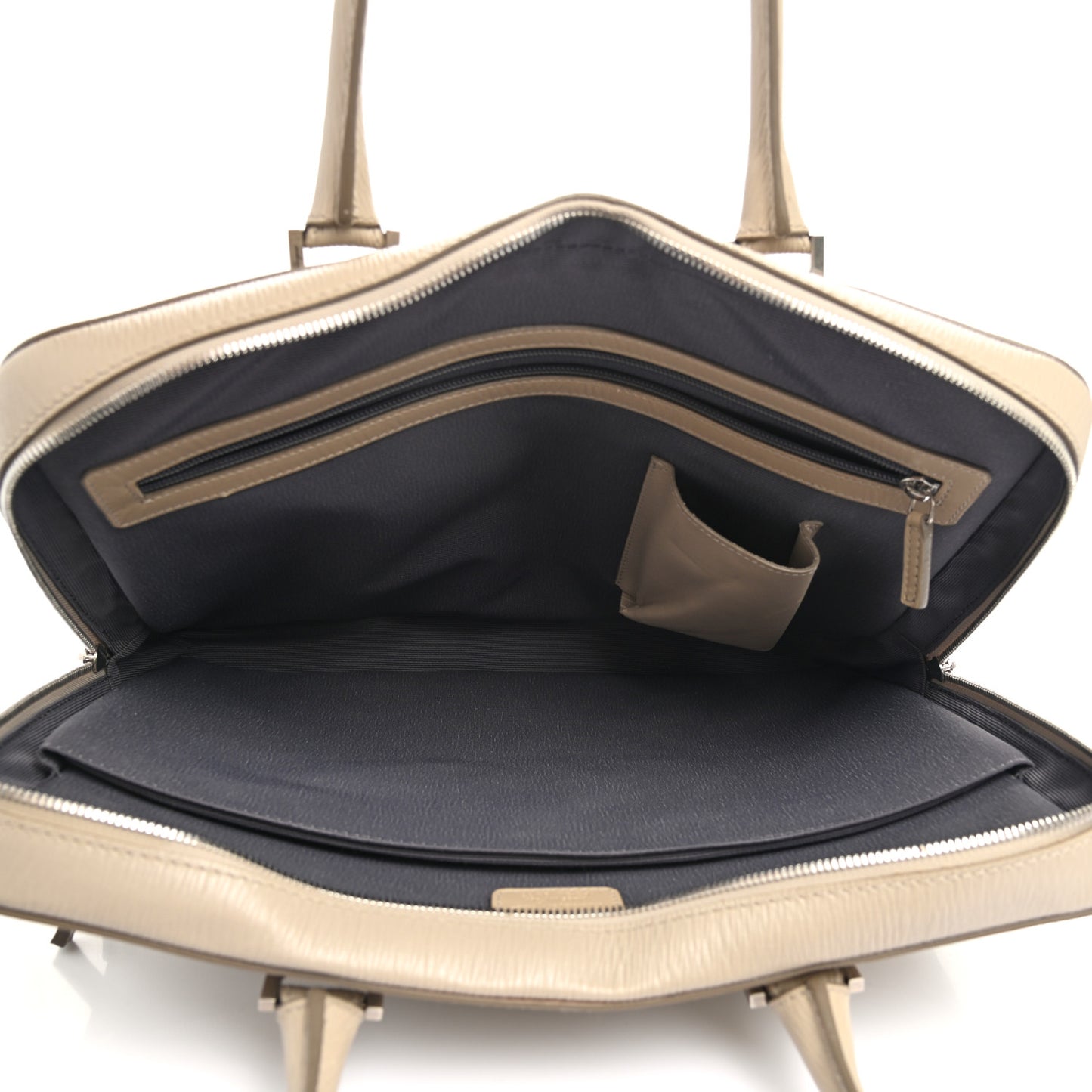 Calfskin Zip Around Briefcase Beige