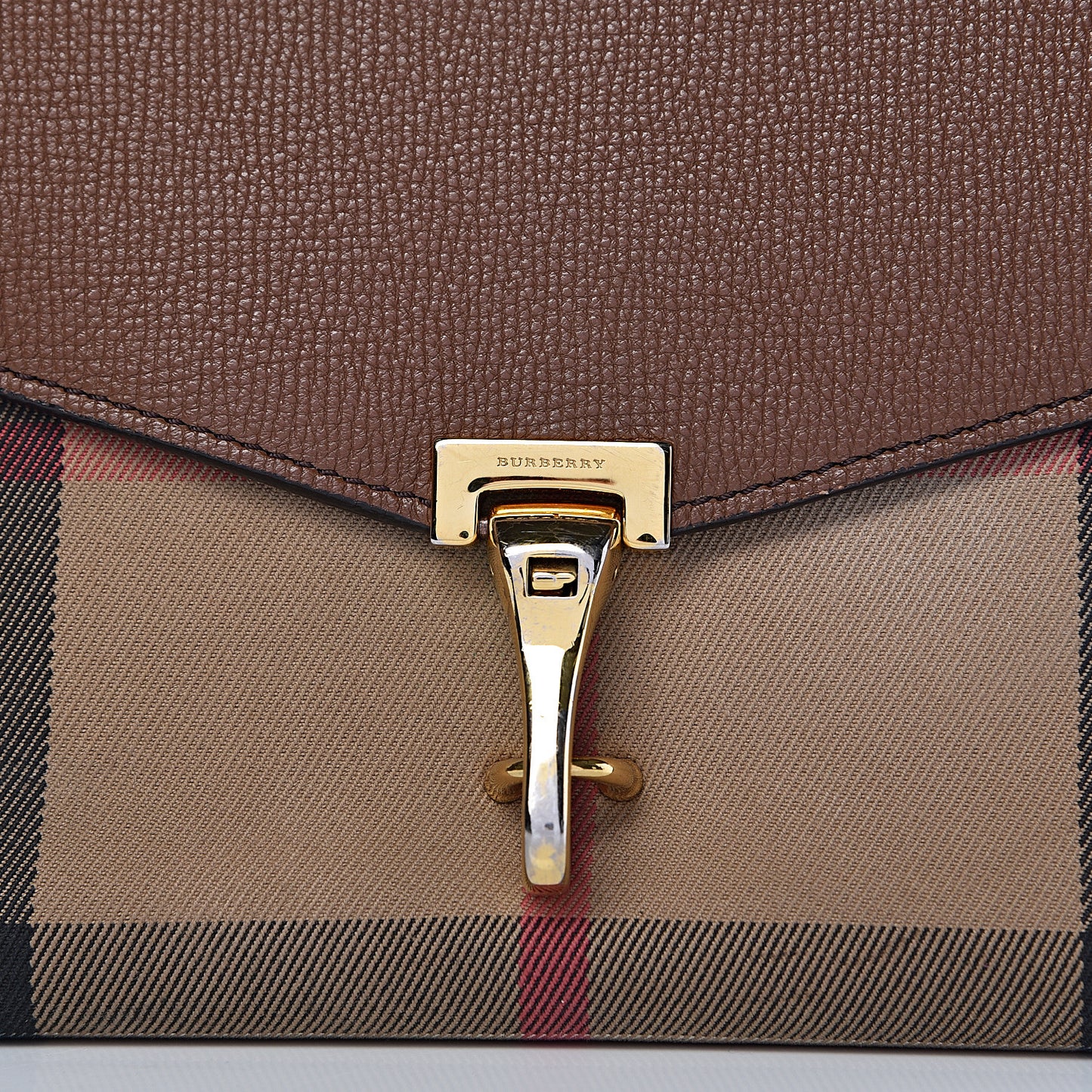 Derby Calfskin House Check Small Macken Crossbody Bag Tan