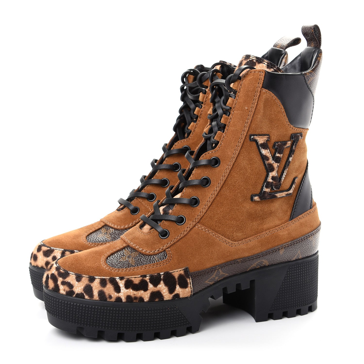 Louis Vuitton Suede Calfskin Monogram Laureate Platform Desert Boots 37.5 Cognac 3 of 10