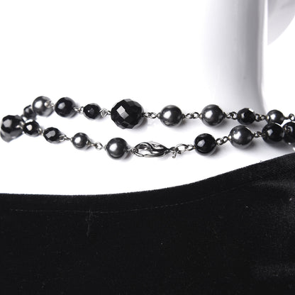 Chanel Ruthenium Pearl Beaded CC Long Necklace Black 5 of 6