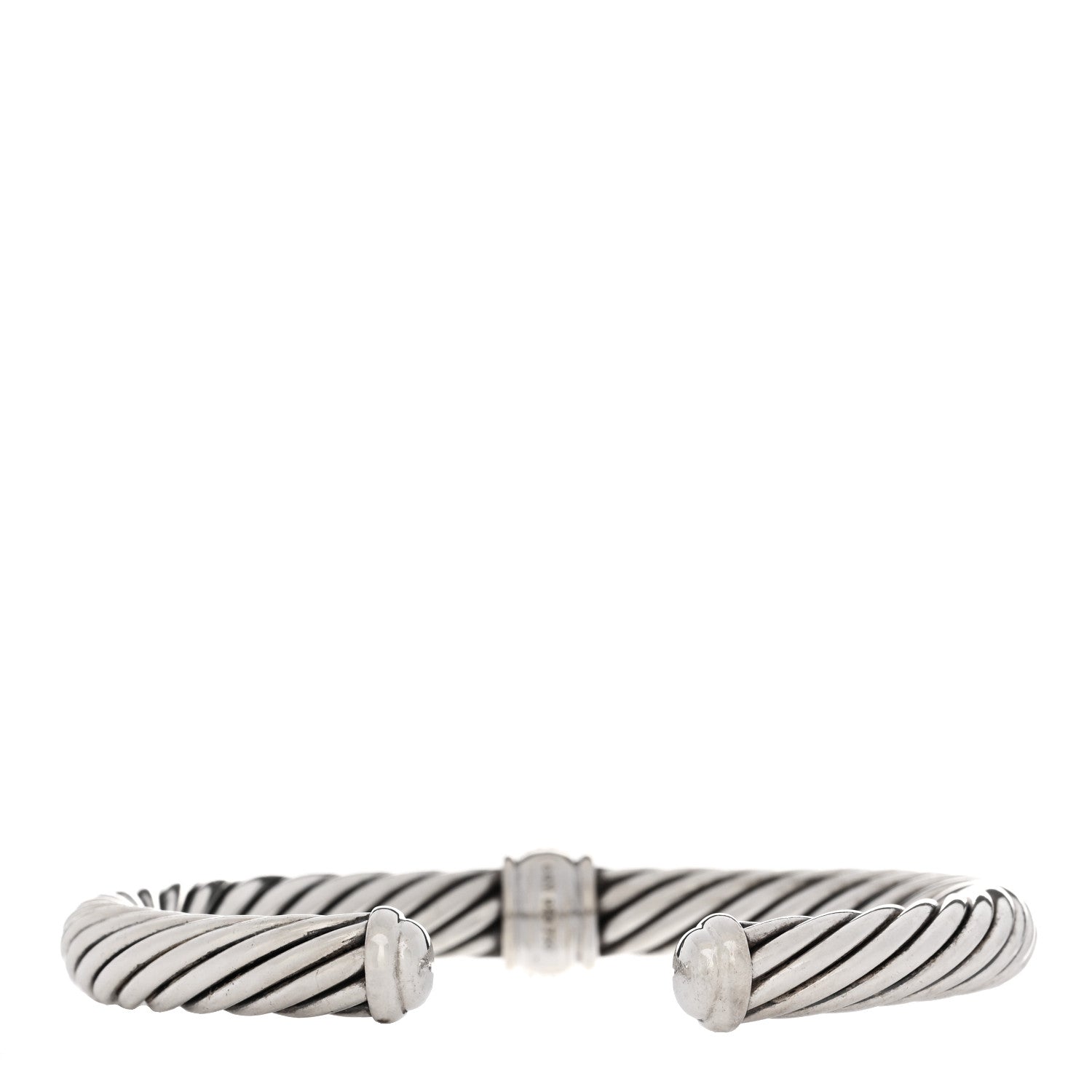 David Yurman Sterling Silver 18K White Gold Diamond 7mm Cable Classics Station Bracelet 2 of 3