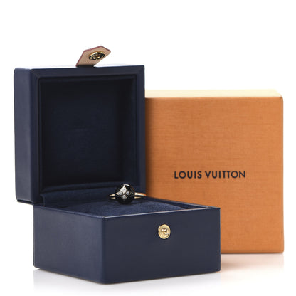 Louis Vuitton 18K Yellow Gold Diamond Black Onyx Idylle Blossom Ring 54 7 7 of 7