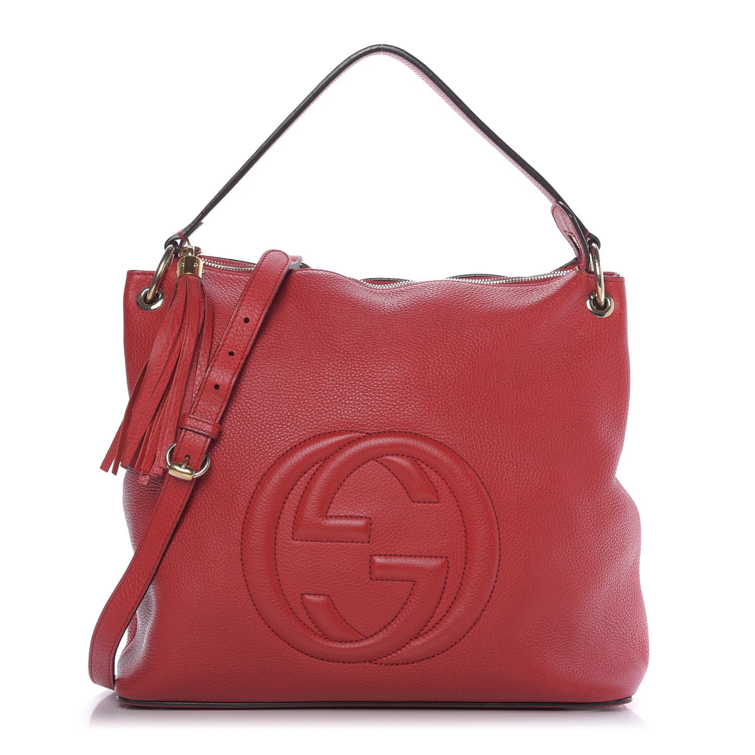 Gucci Pebbled Calfskin Large Soho Hobo Tabasco Red 1 of 13