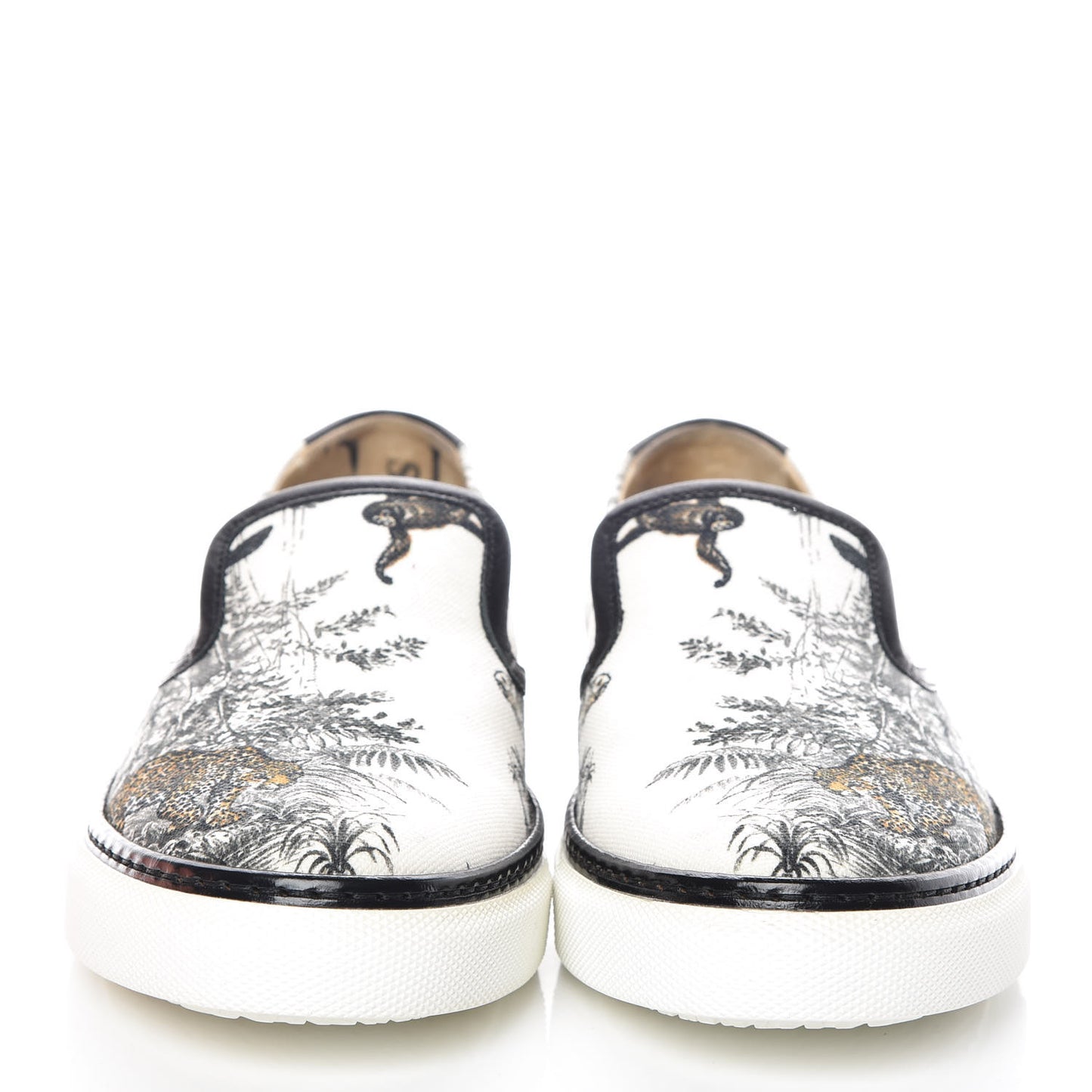 Cotton Canvas Printed Equateur Kick Slip On Sneakers 37.5 White