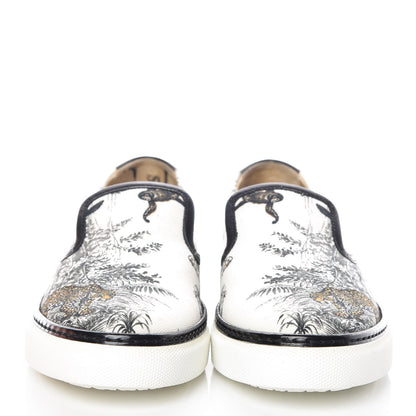Hermes Cotton Canvas Printed Equateur Kick Slip On Sneakers 37.5 White 2 of 12