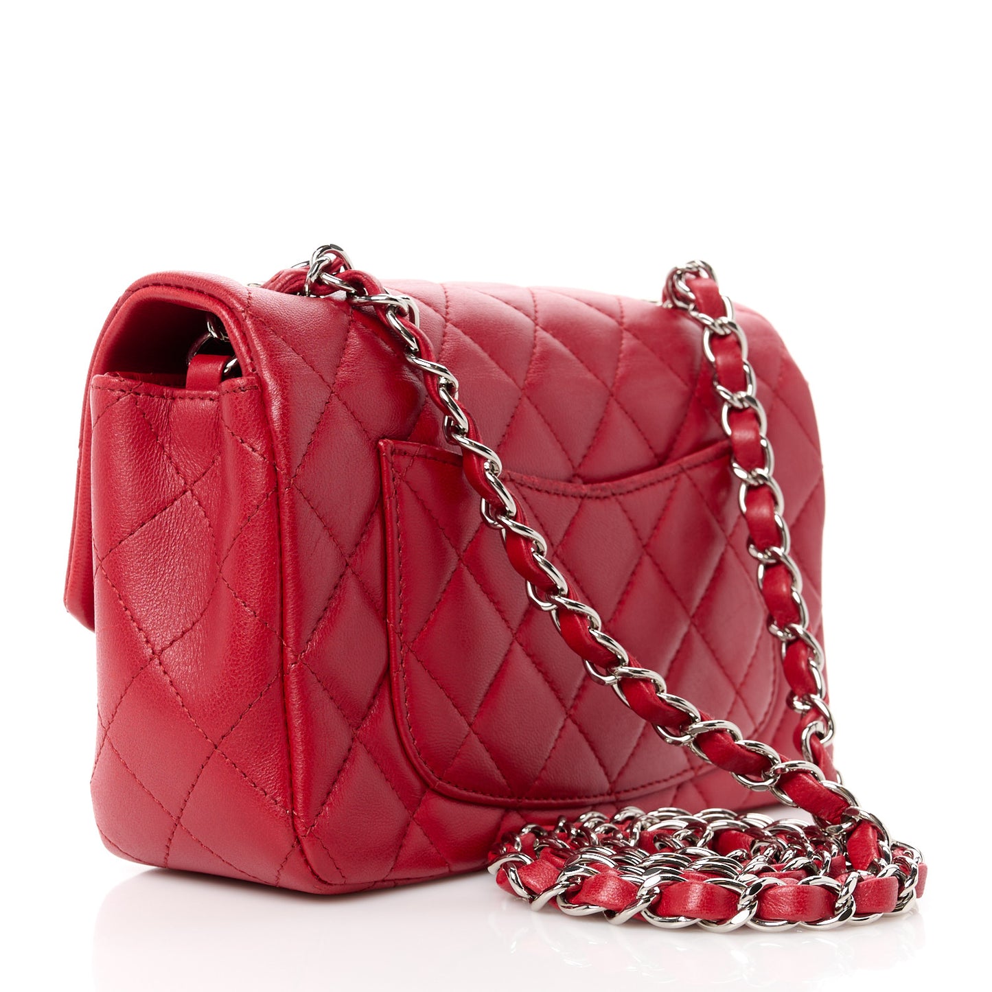 Lambskin Quilted Mini Rectangular Flap Red